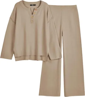 LILLUSORY Women's 2 Piece Lounge Sets Oversized Slouchy Matching Cozy Knit Sets