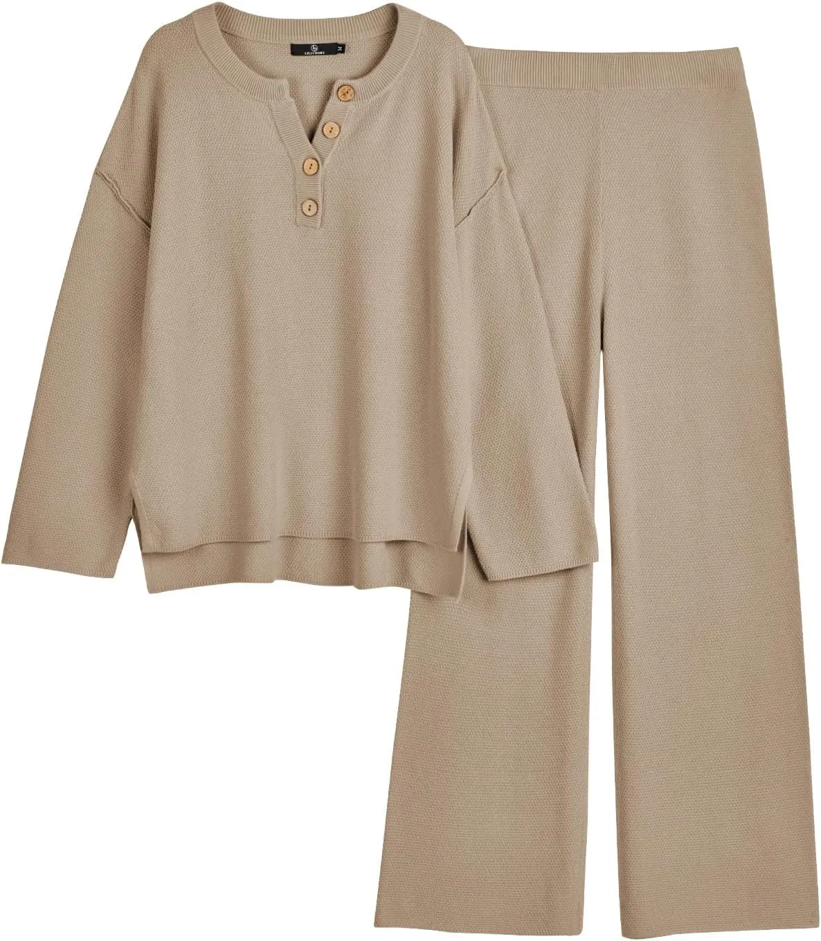 LILLUSORY Women's 2 Piece Lounge Sets Oversized Slouchy Matching Cozy Knit Sets