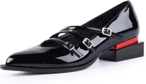 LingxiaUne Shoes for Women Fashion Forward Elegant Dressy Womens Pumps and Loafers with Low Chunky Heel and Sleek Pointed Toe Design Fashion Forward