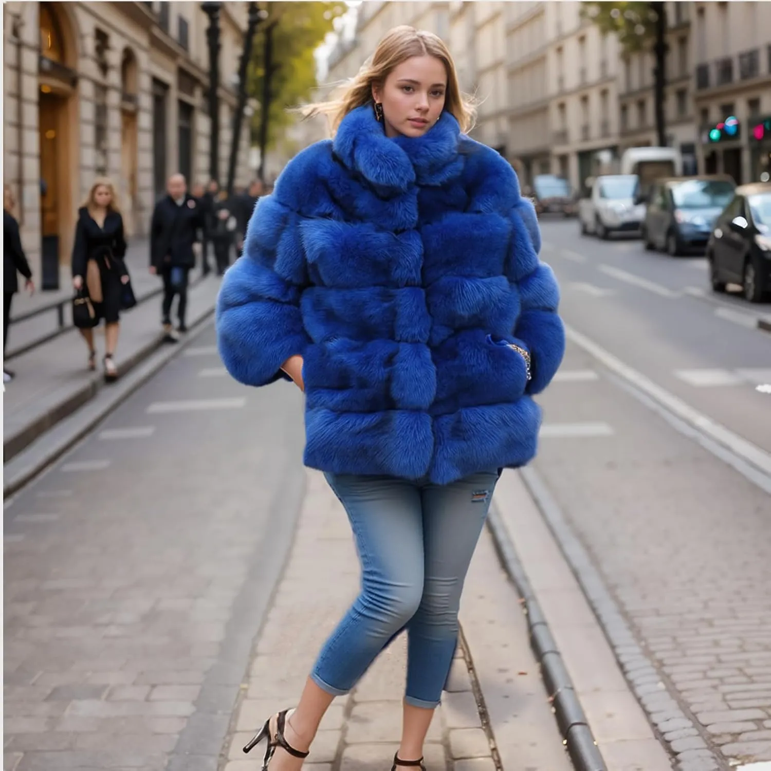 Lisa Colly Women's Winter Parka Coat Overcoat Long Sleeve Faux Fur Coat Jacket