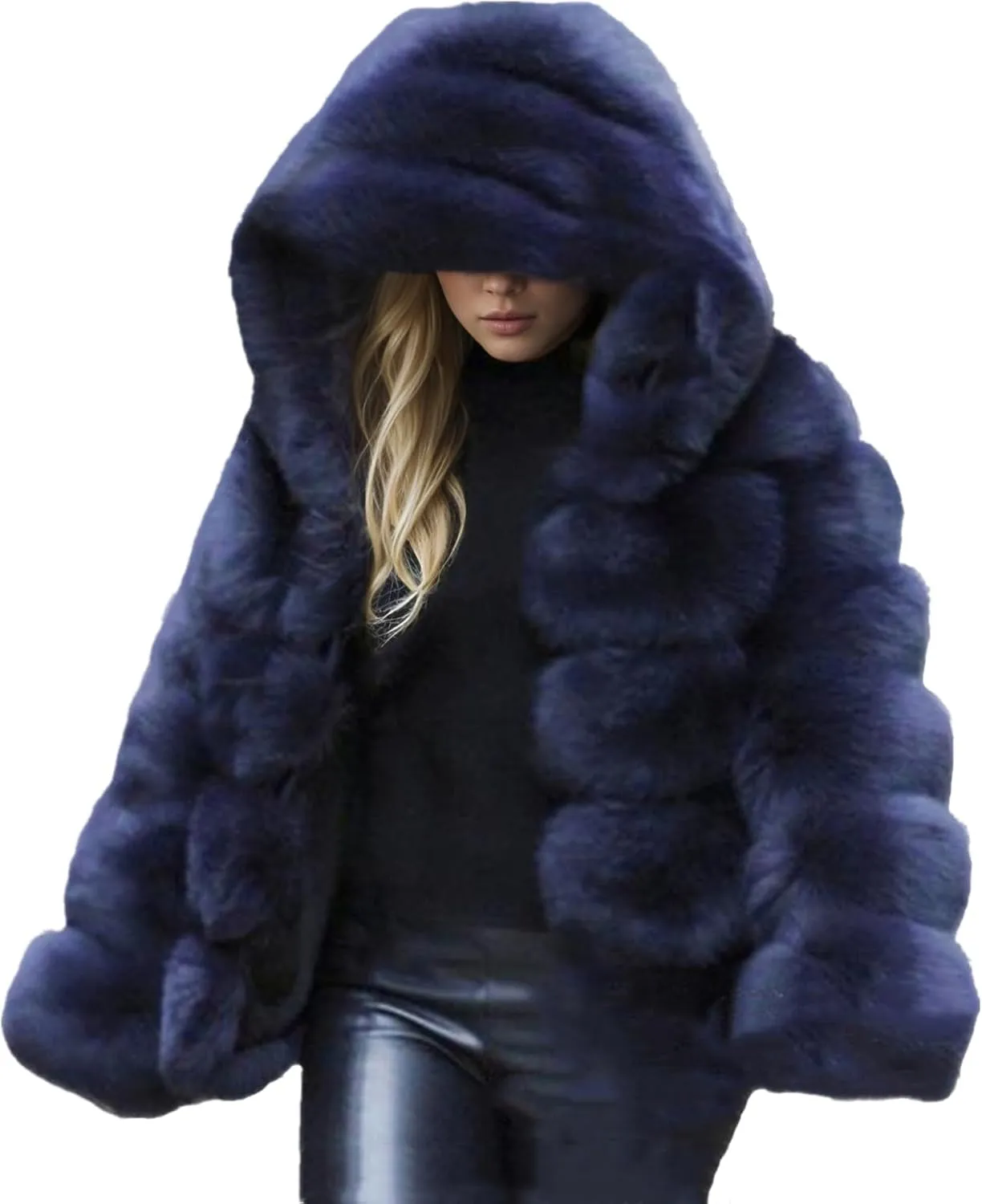 Lisa Colly Women's Winter Parka Coat Overcoat Long Sleeve Faux Fur Coat Jacket
