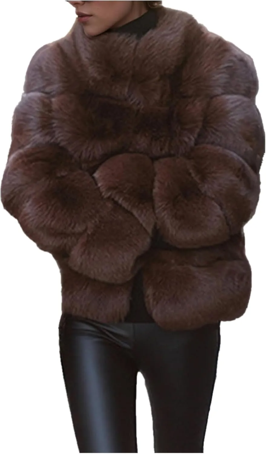 Lisa Colly Women's Winter Parka Coat Overcoat Long Sleeve Faux Fur Coat Jacket