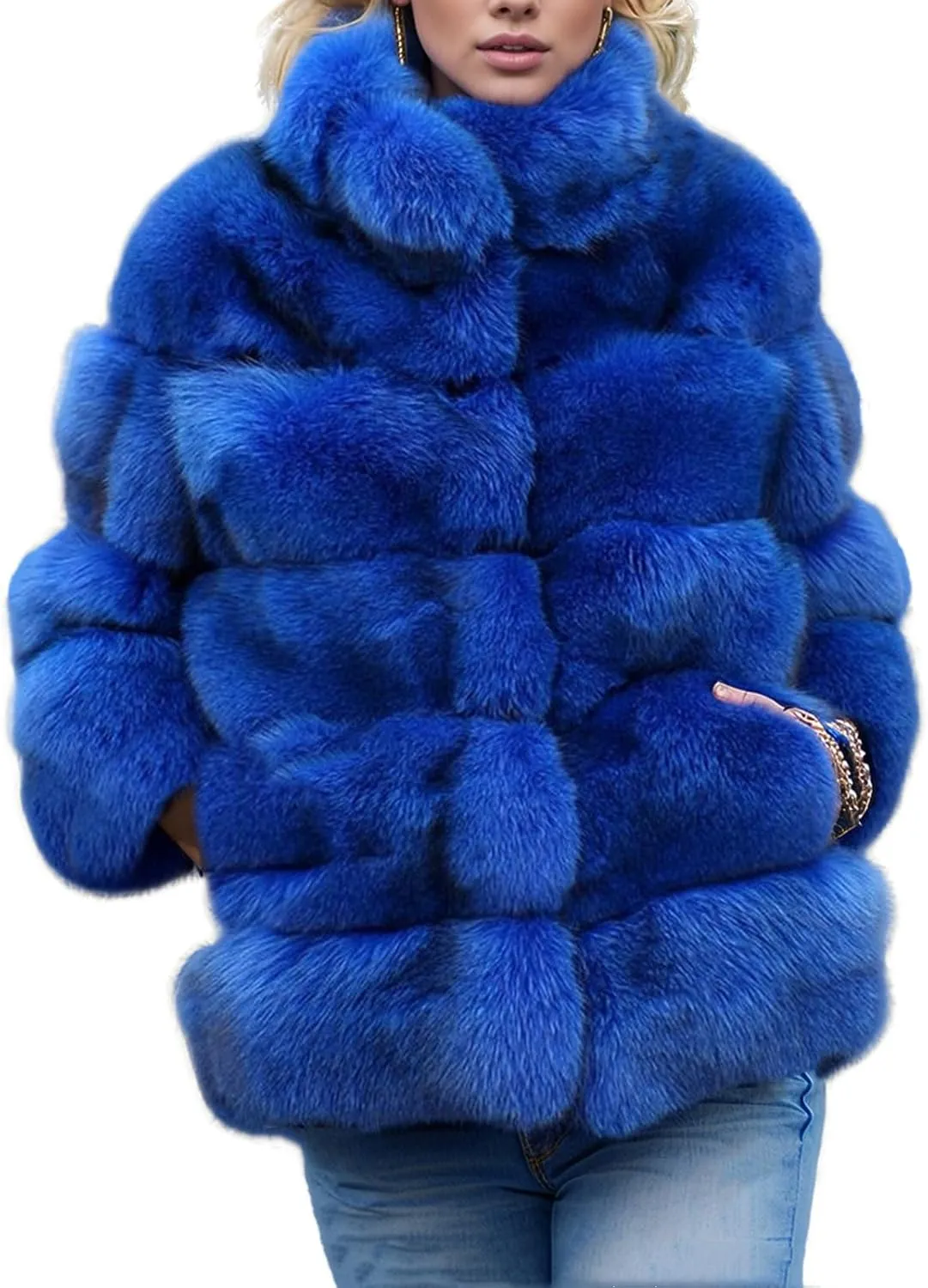 Lisa Colly Women's Winter Parka Coat Overcoat Long Sleeve Faux Fur Coat Jacket