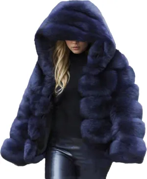 Lisa Colly Women's Winter Parka Coat Overcoat Long Sleeve Faux Fur Coat Jacket