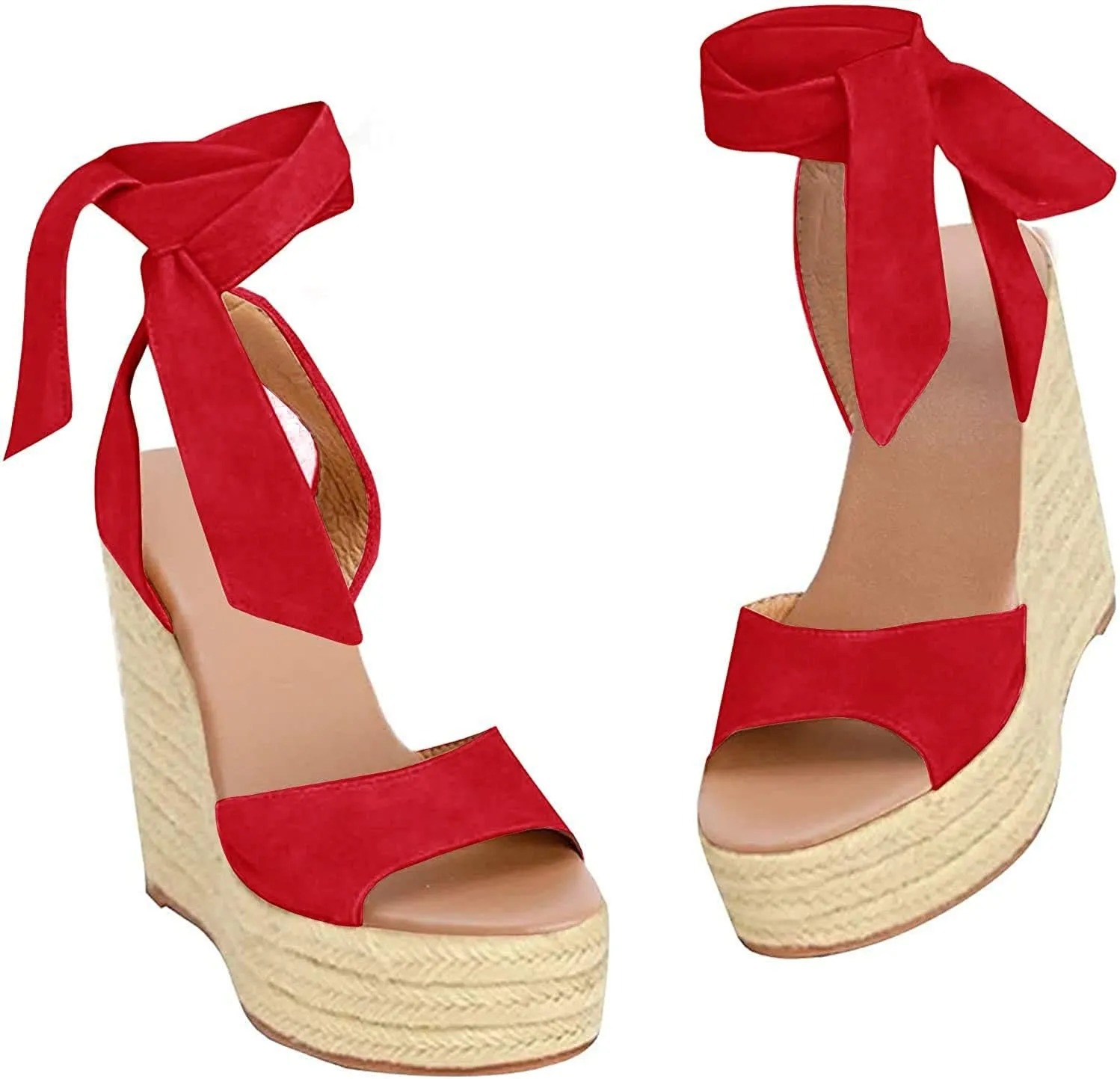 Liyuandian Womens Platform Espadrille Wedges Open Toe High Heel Sandals with Ankle Strap Buckle Up Shoes