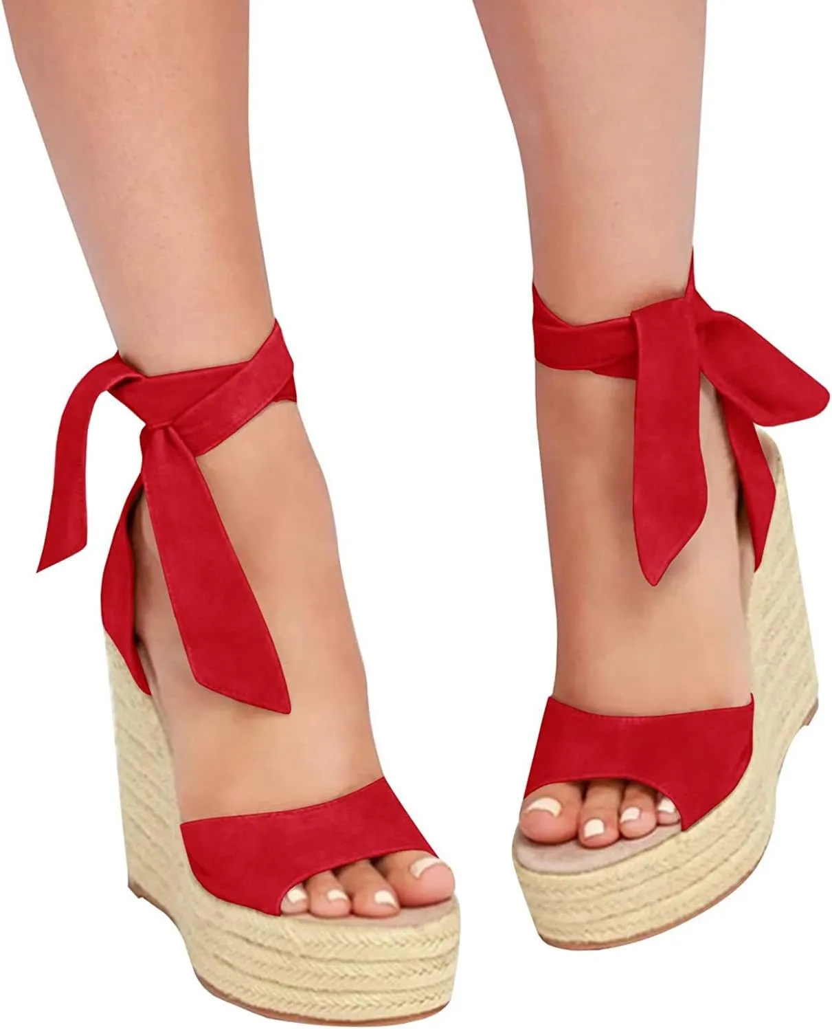 Liyuandian Womens Platform Espadrille Wedges Open Toe High Heel Sandals with Ankle Strap Buckle Up Shoes