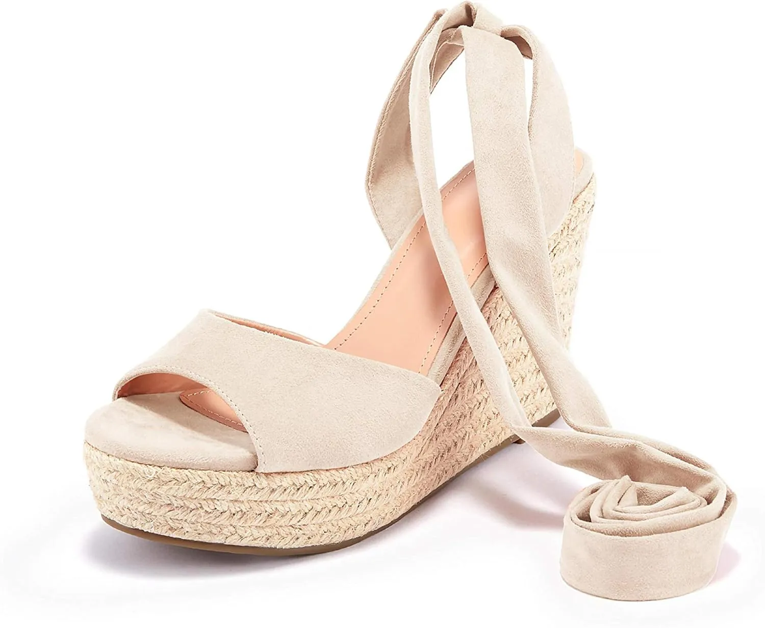 Liyuandian Womens Platform Espadrille Wedges Open Toe High Heel Sandals with Ankle Strap Buckle Up Shoes