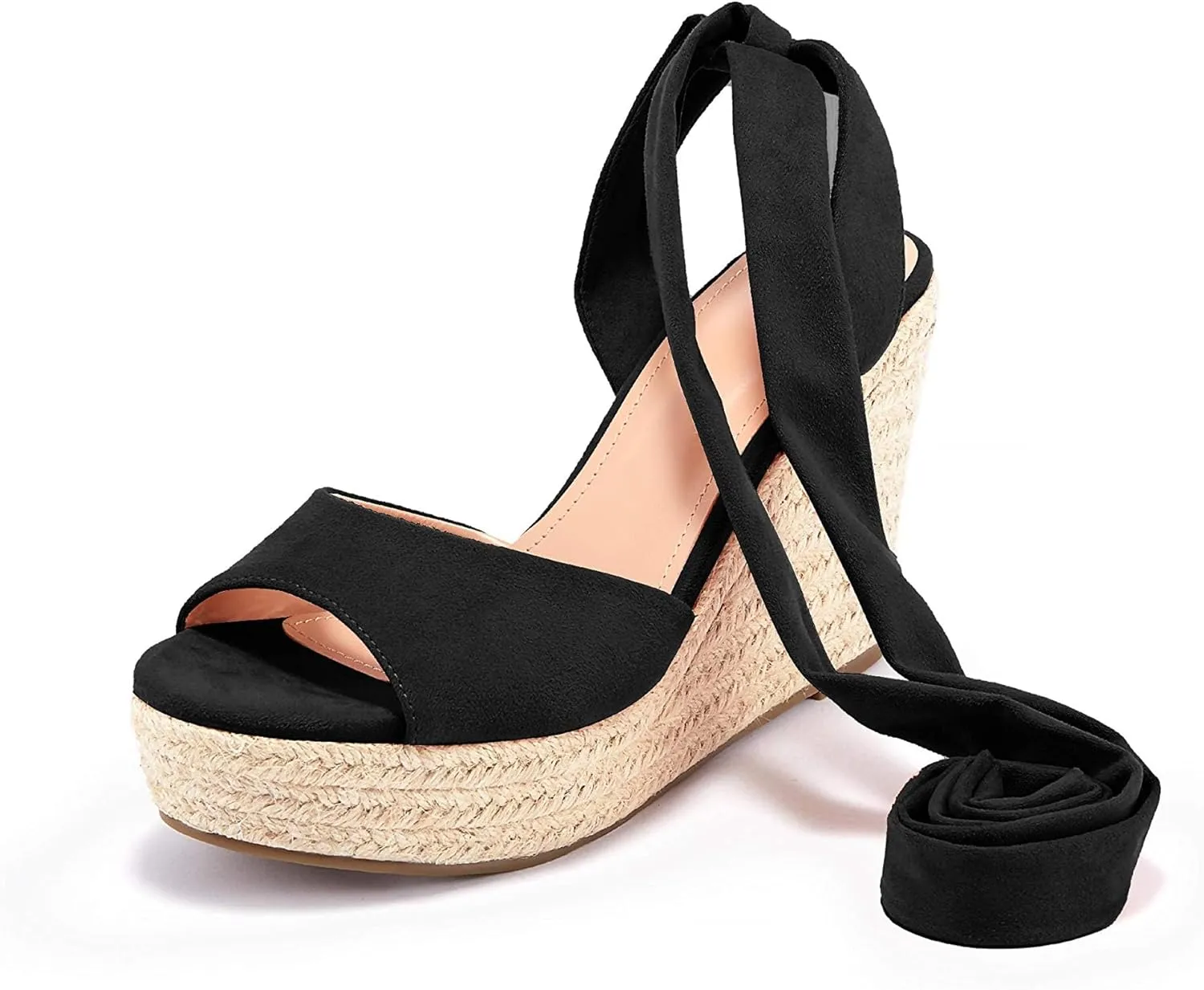 Liyuandian Womens Platform Espadrille Wedges Open Toe High Heel Sandals with Ankle Strap Buckle Up Shoes