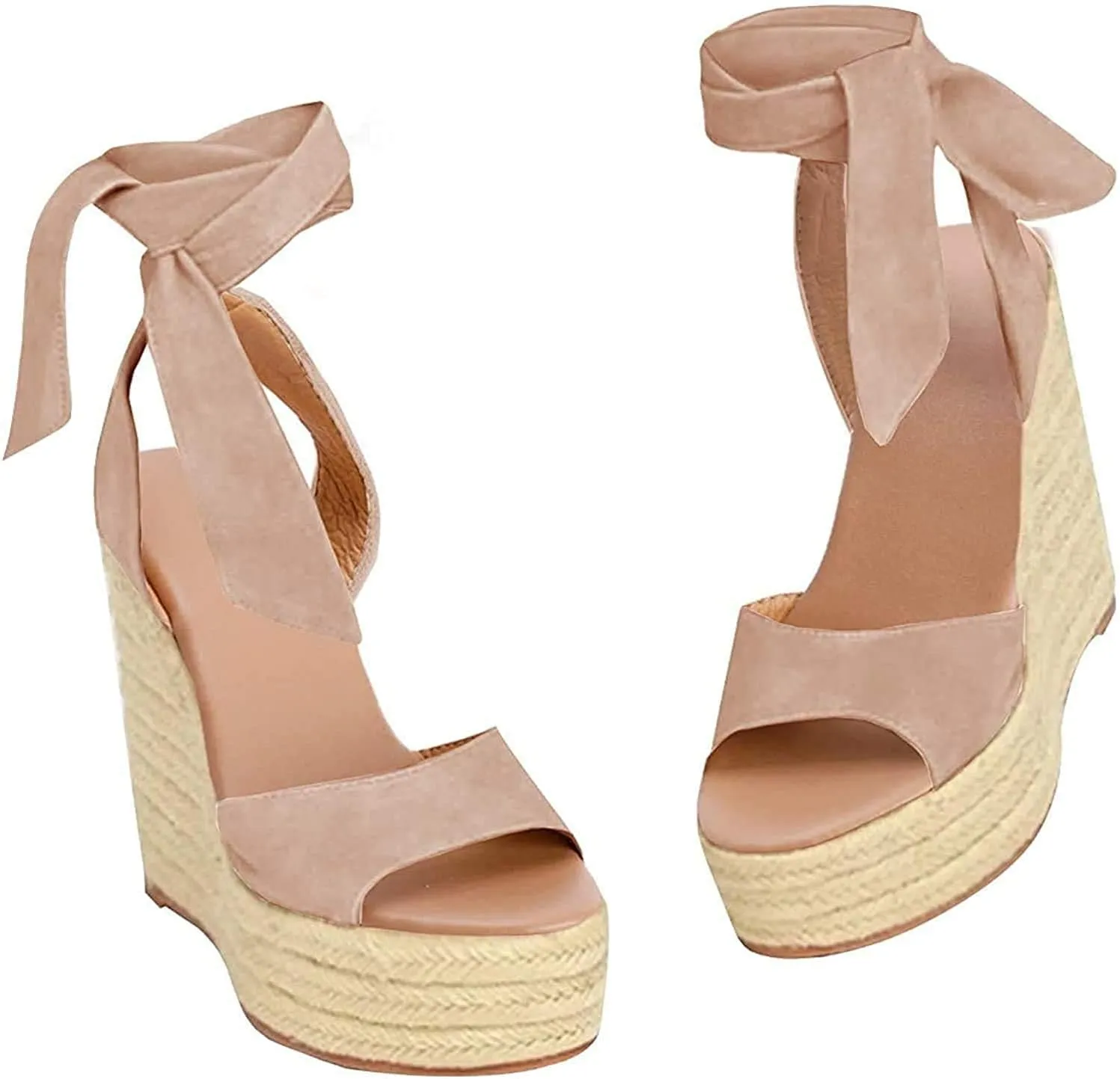 Liyuandian Womens Platform Espadrille Wedges Open Toe High Heel Sandals with Ankle Strap Buckle Up Shoes