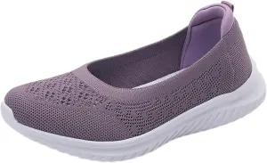 LLTMALL Women's Slip-On Loafers Breathable Mesh Sneakers – Lightweight Walking Shoes for Work, Travel & Casual