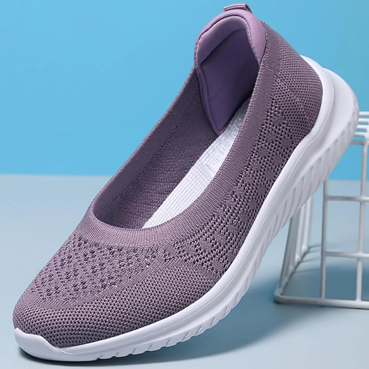LLTMALL Women's Slip-On Loafers Breathable Mesh Sneakers – Lightweight Walking Shoes for Work, Travel & Casual