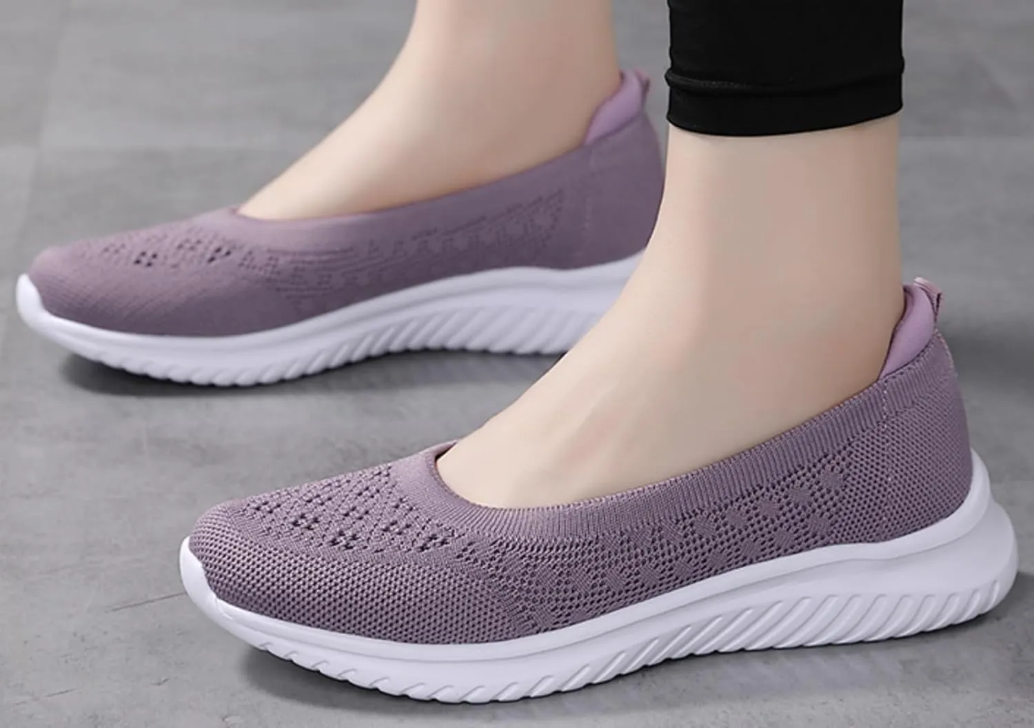 LLTMALL Women's Slip-On Loafers Breathable Mesh Sneakers – Lightweight Walking Shoes for Work, Travel & Casual