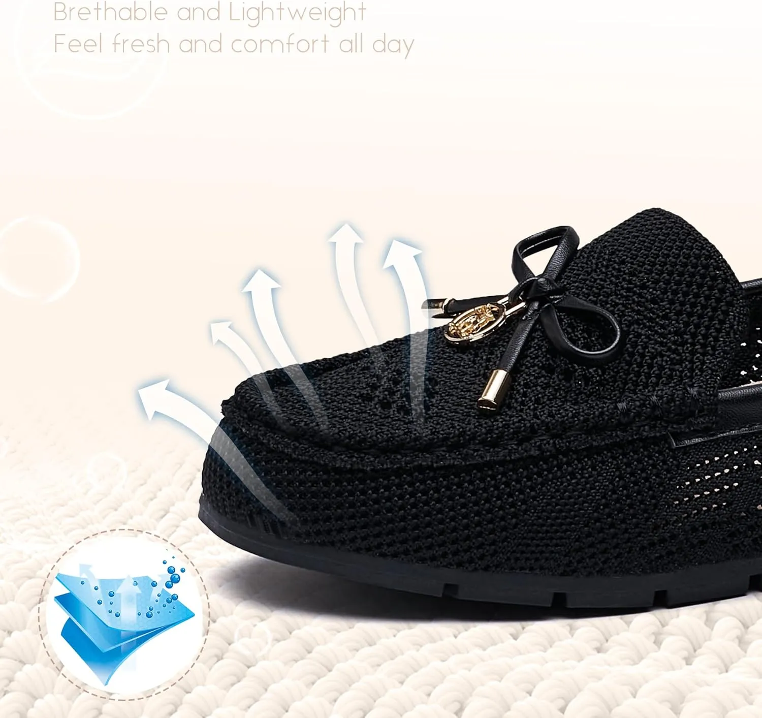Loafers for Women Comfortable Knit Slip-On Shoes-Breathable Lightweight Driving Walking Mesh Flats for Work Office Comfort