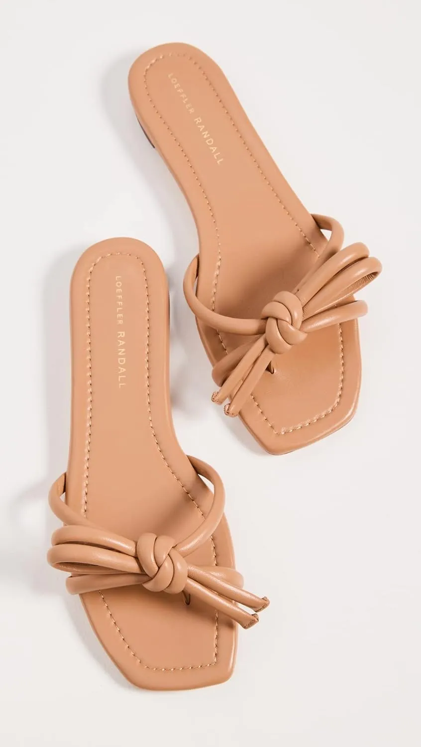 Loeffler Randall Women's Hadley Leather Bow Flat Sandals