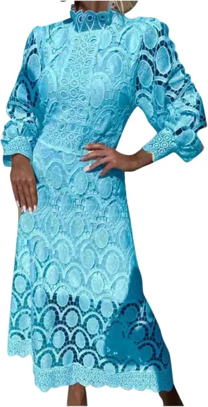 Long Dresses for Women Formal Party Long Sleeve Plain Lace Dress Causal Dressy Empire Waist Fall Dress Trendy Clothes