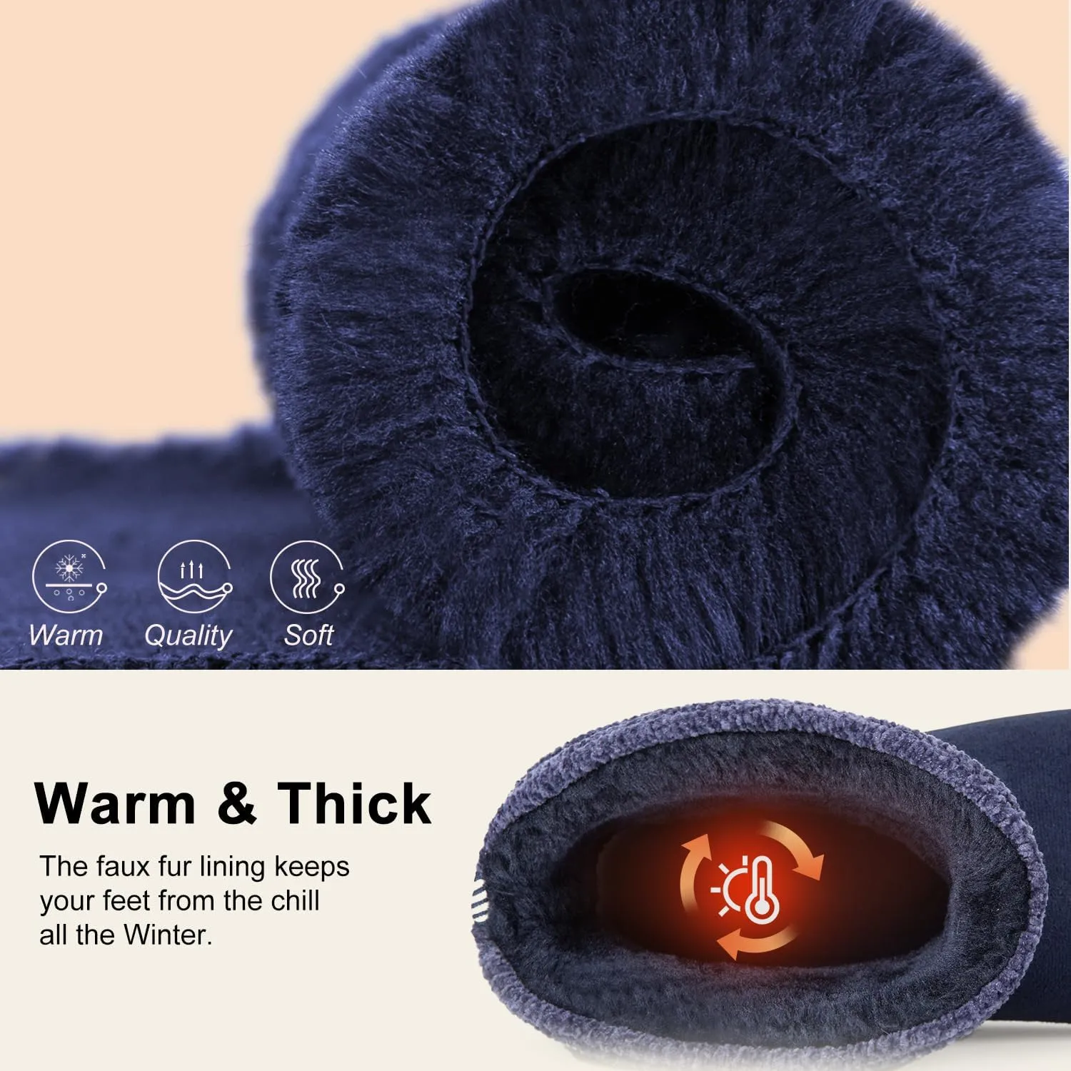 LongBay Women's Warm Chenille Knit Bootie Slippers Memory Foam Comfy Suede Fluffy Faux Fur Memory Foam Boots House Shoes
