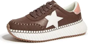 LUCKY STEP Women's Star Platform Sneakers Fashion Chunky Retro Trendy Casual Tennis Running Trainning Walking Shoes