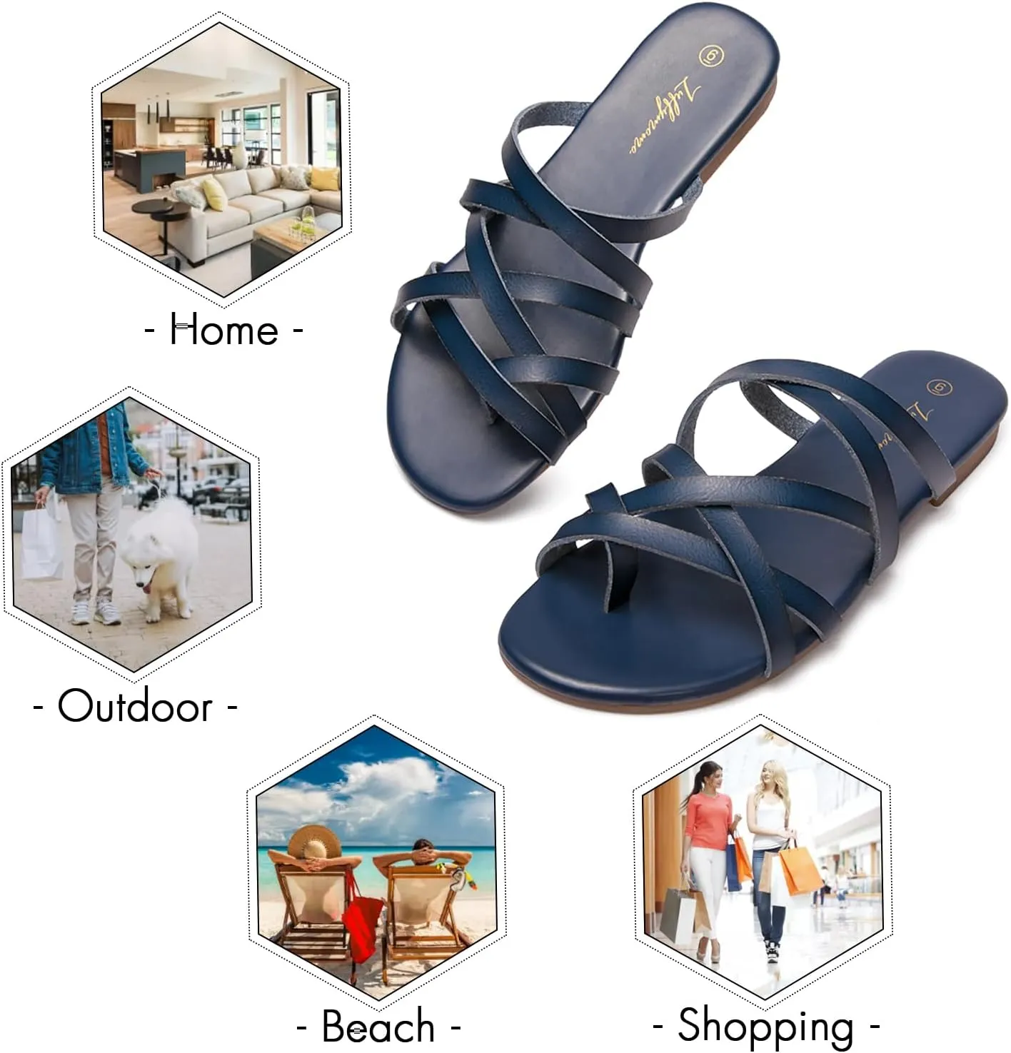 Luffymomo Women's Elastic Strap Flat Sandals Casual Summer Open Toe Sandal