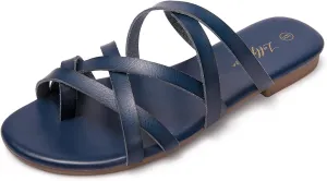 Luffymomo Women's Elastic Strap Flat Sandals Casual Summer Open Toe Sandal