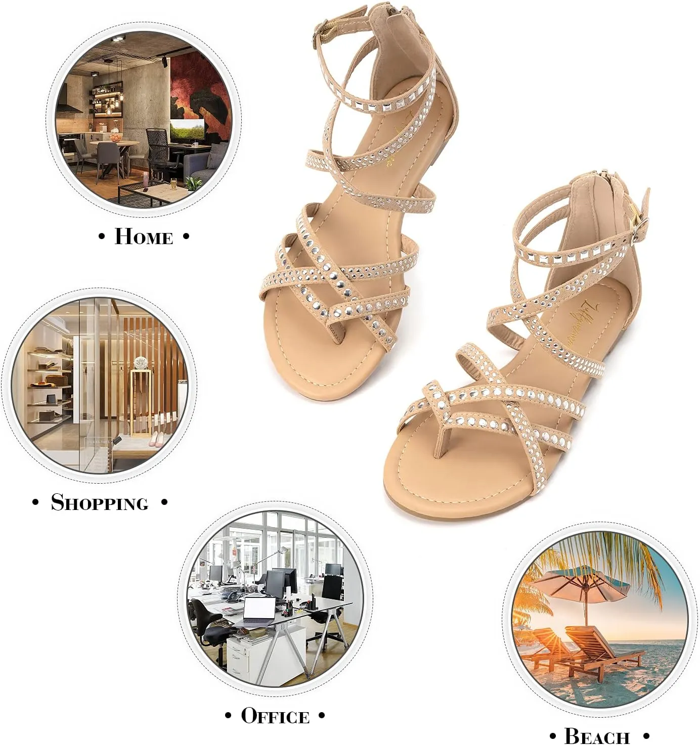 Luffymomo Women's Gladiator Strap Sandals Flat Fisherman Thong Cross Strappy Sandals