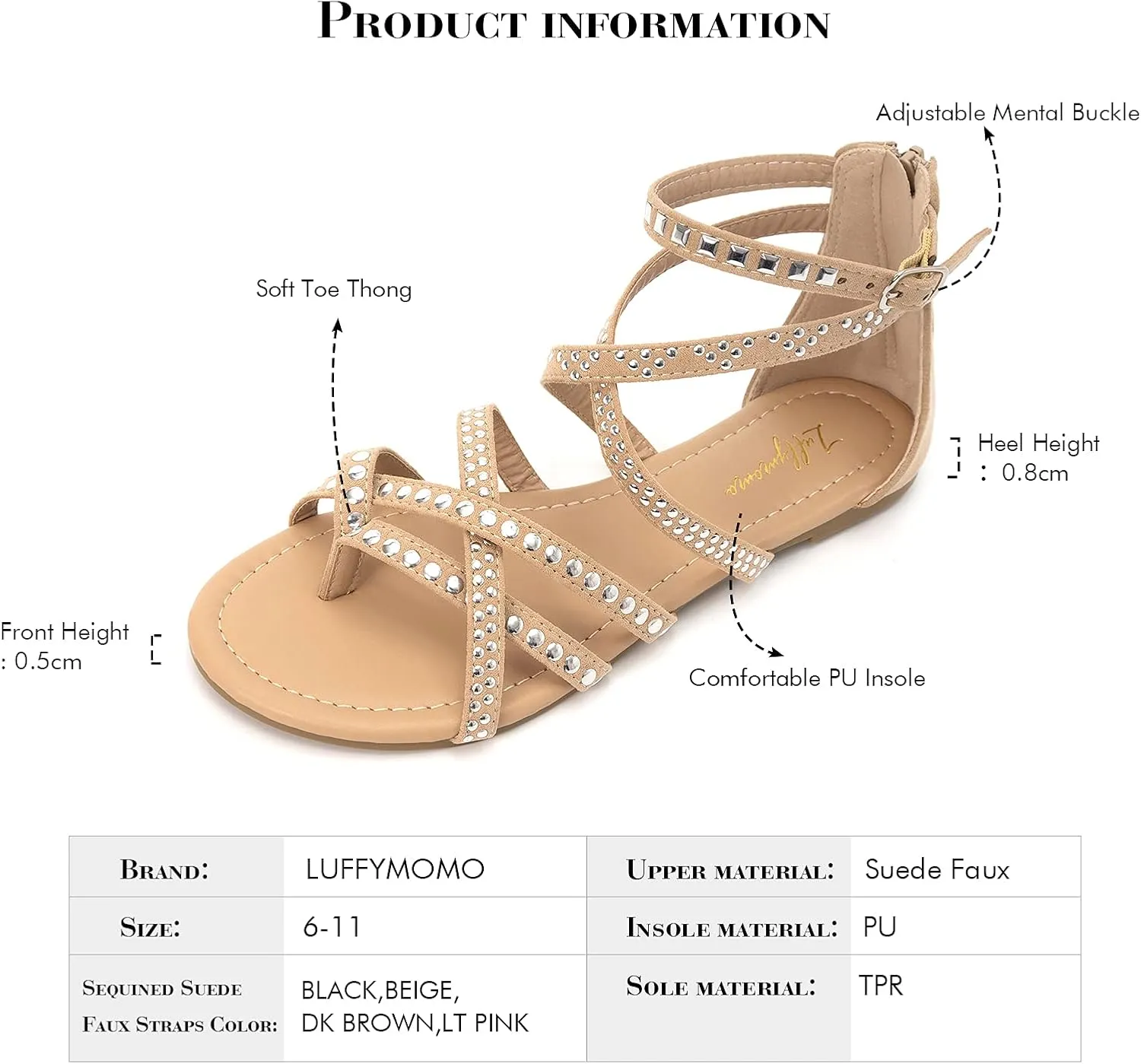 Luffymomo Women's Gladiator Strap Sandals Flat Fisherman Thong Cross Strappy Sandals