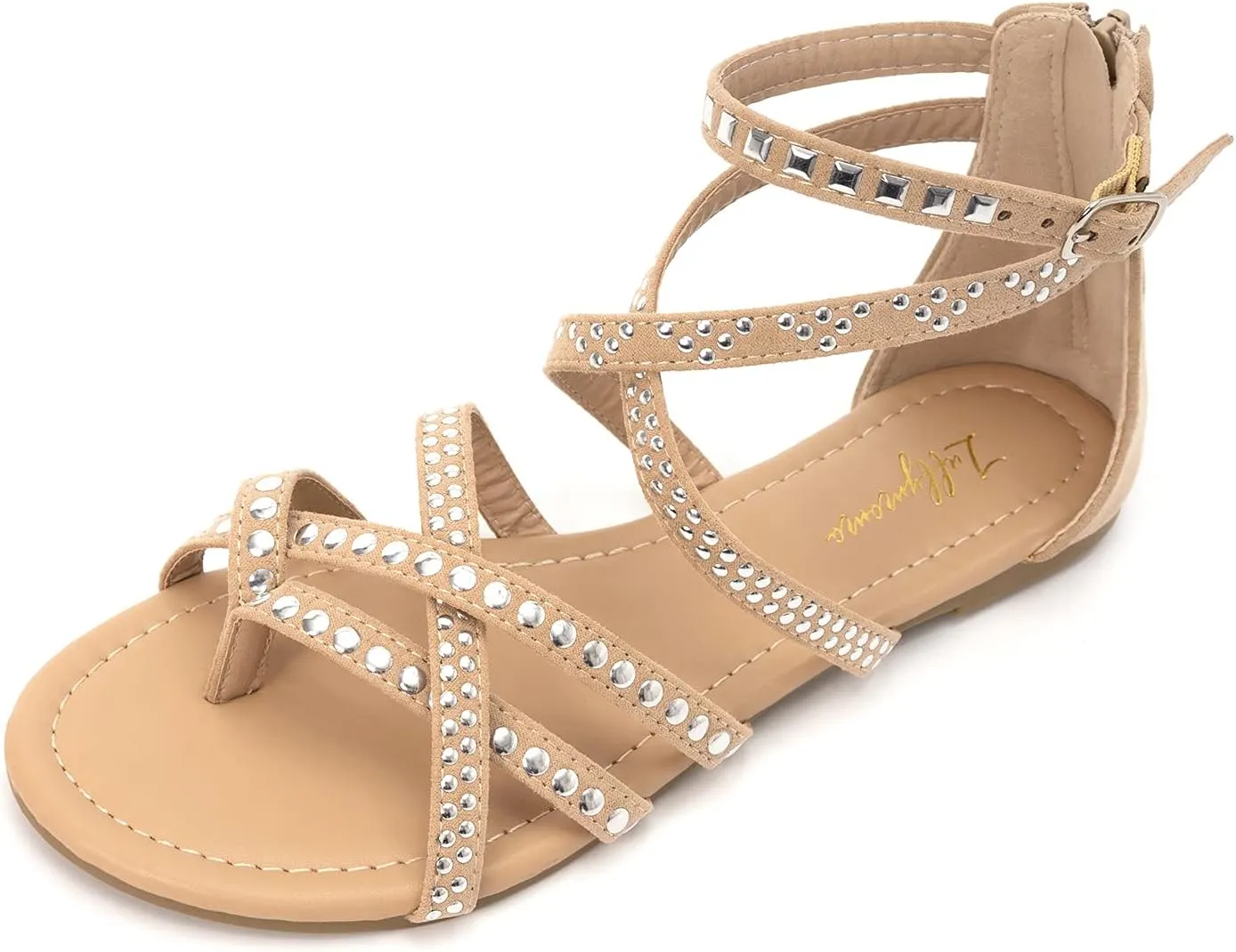 Luffymomo Women's Gladiator Strap Sandals Flat Fisherman Thong Cross Strappy Sandals