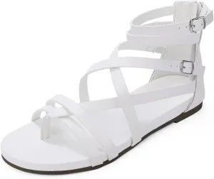Luffymomo Women's Gladiator Strap Sandals Flat Fisherman Thong Cross Strappy Sandals