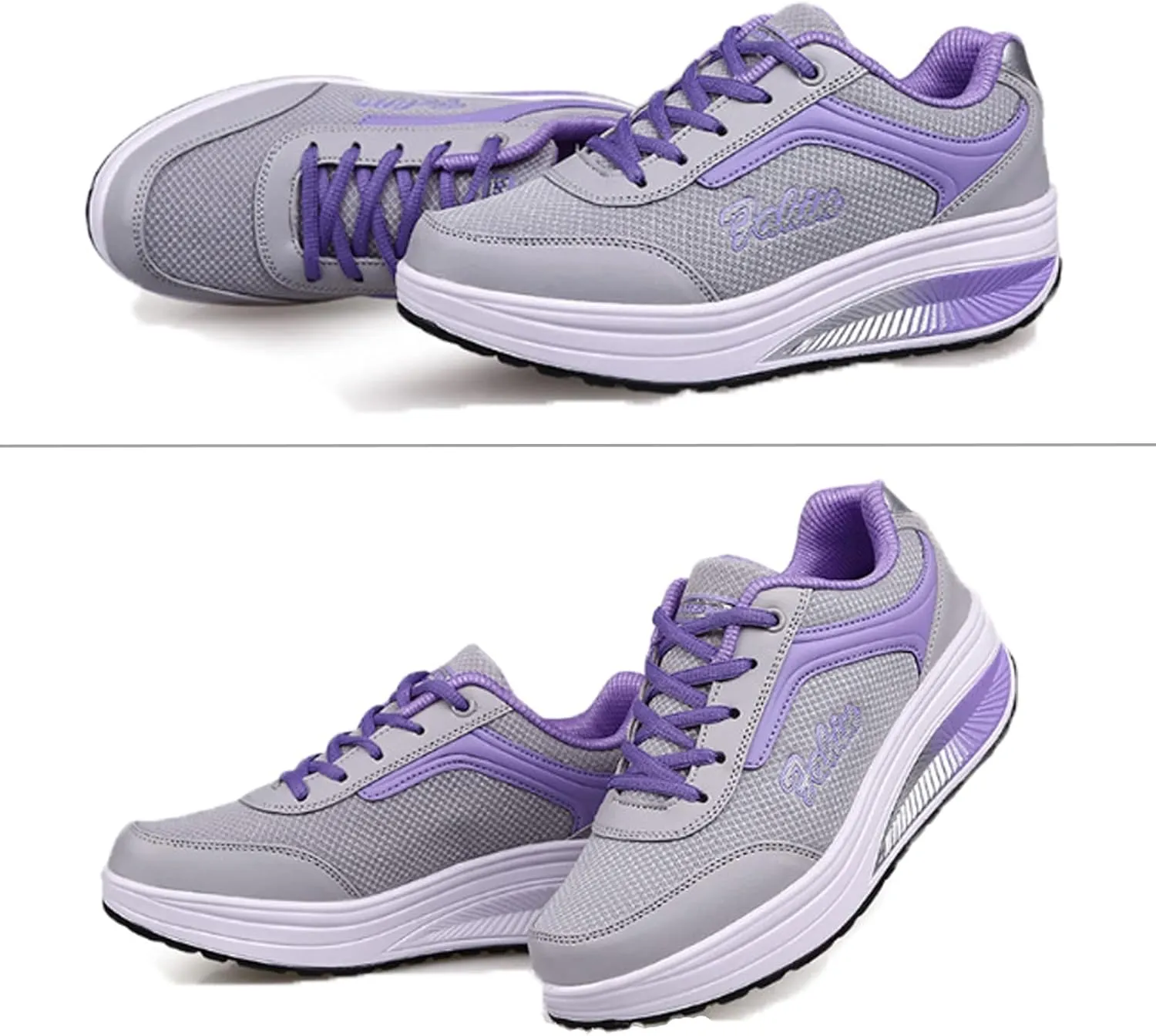 Lymphvity Womens lace-up Walking Shoes Arch Support Breathable Wedge Platform Sneakers Low-top Casual Light Weight Orthotic Sneakers for Plantar Fasciitis