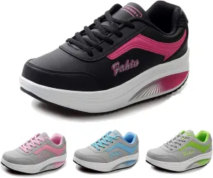 Lymphvity Womens lace-up Walking Shoes Arch Support Breathable Wedge Platform Sneakers Low-top Casual Light Weight Orthotic Sneakers for Plantar Fasciitis