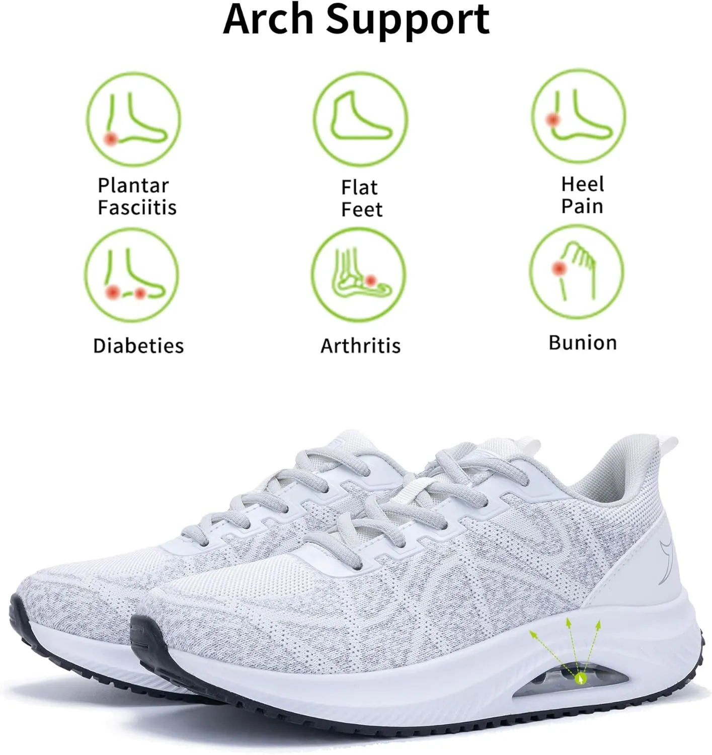 MAFEKE Womens Walking Shoes with Arch Support, Air Tennis Orthotic Fashion Sneakers for Plantar Fasciitis Pain Relief Size 5.5-11