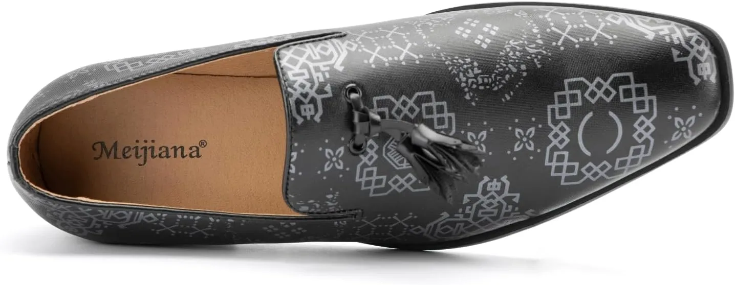 Meijiana Men’s Fashion Loafers Wedding Dress Shoes for Men with Tassel Embellishment