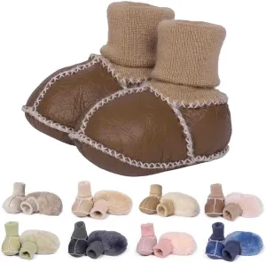 Mel&Syd Fleece Baby Booties, Unisex Geninue Australian Sheepskin Baby Booties, Infant Booties 0-12 Months