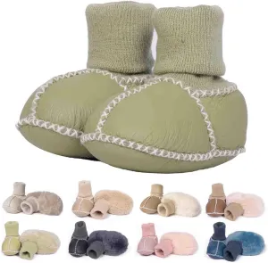 Mel&Syd Fleece Baby Booties, Unisex Geninue Australian Sheepskin Baby Booties, Infant Booties 0-12 Months