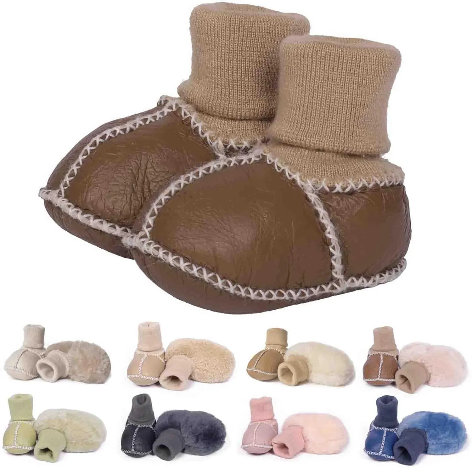 Mel&Syd Fleece Baby Booties, Unisex Geninue Australian Sheepskin Baby Booties, Infant Booties 0-12 Months