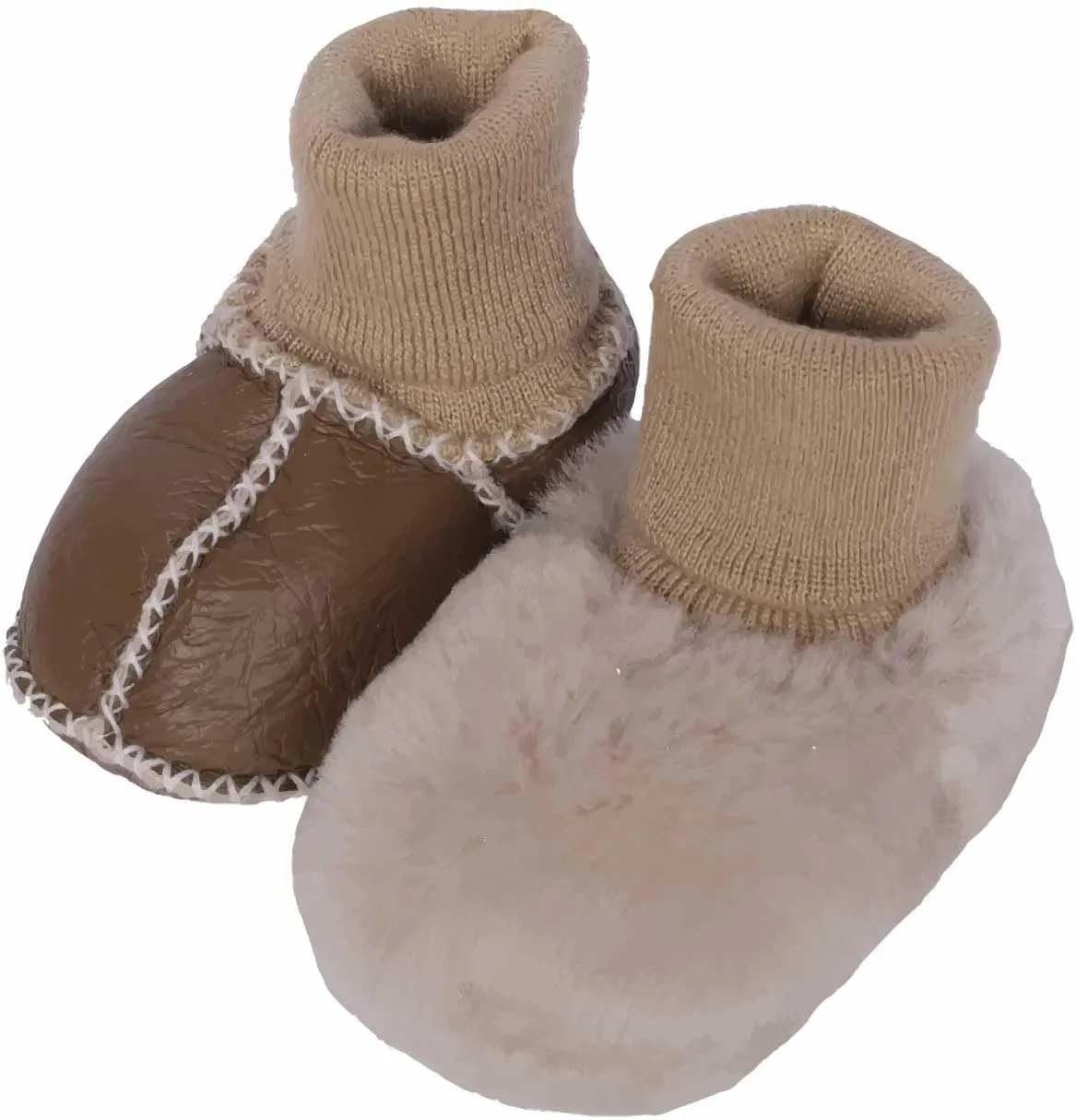 Mel&Syd Fleece Baby Booties, Unisex Geninue Australian Sheepskin Baby Booties, Infant Booties 0-12 Months