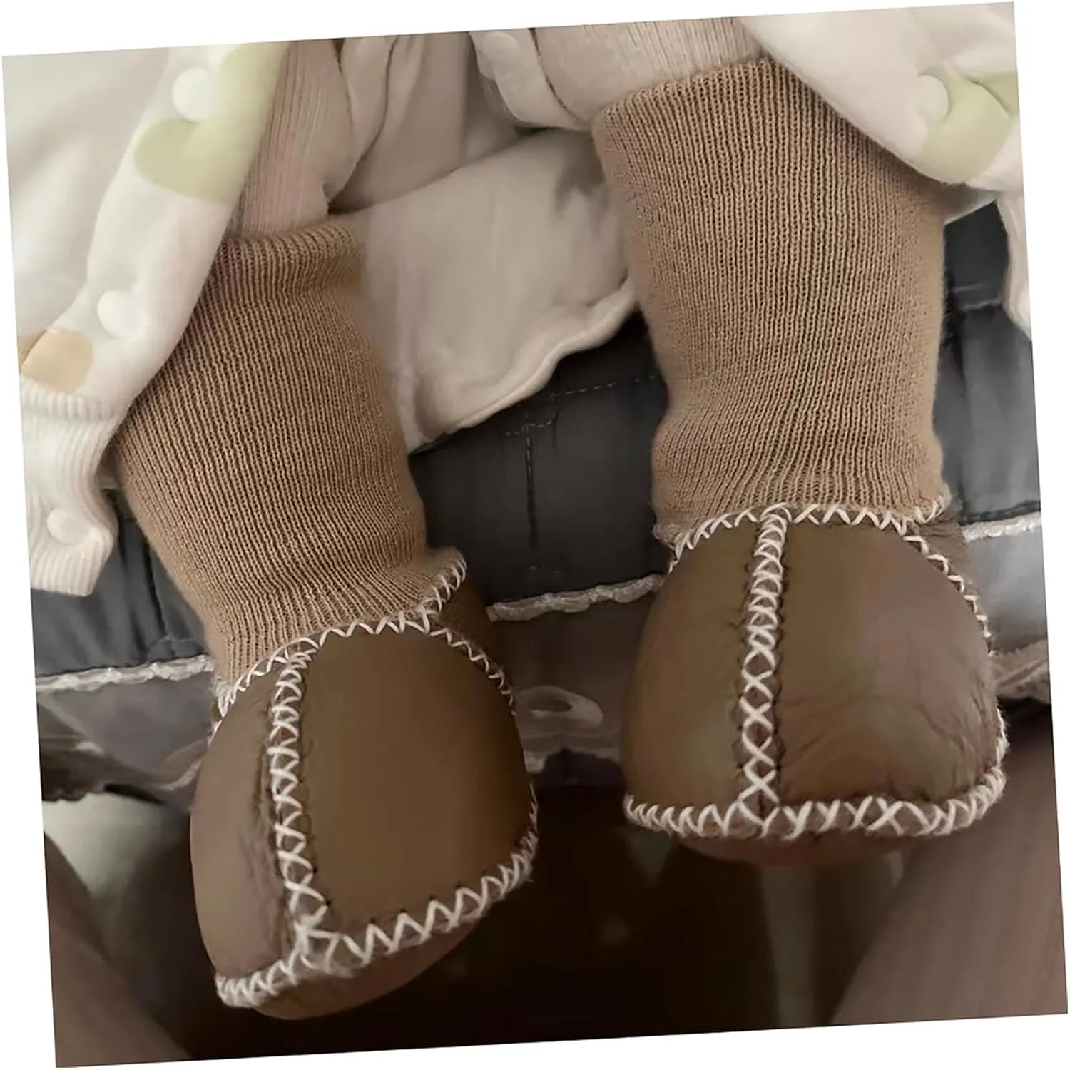 Mel&Syd Fleece Baby Booties, Unisex Geninue Australian Sheepskin Baby Booties, Infant Booties 0-12 Months