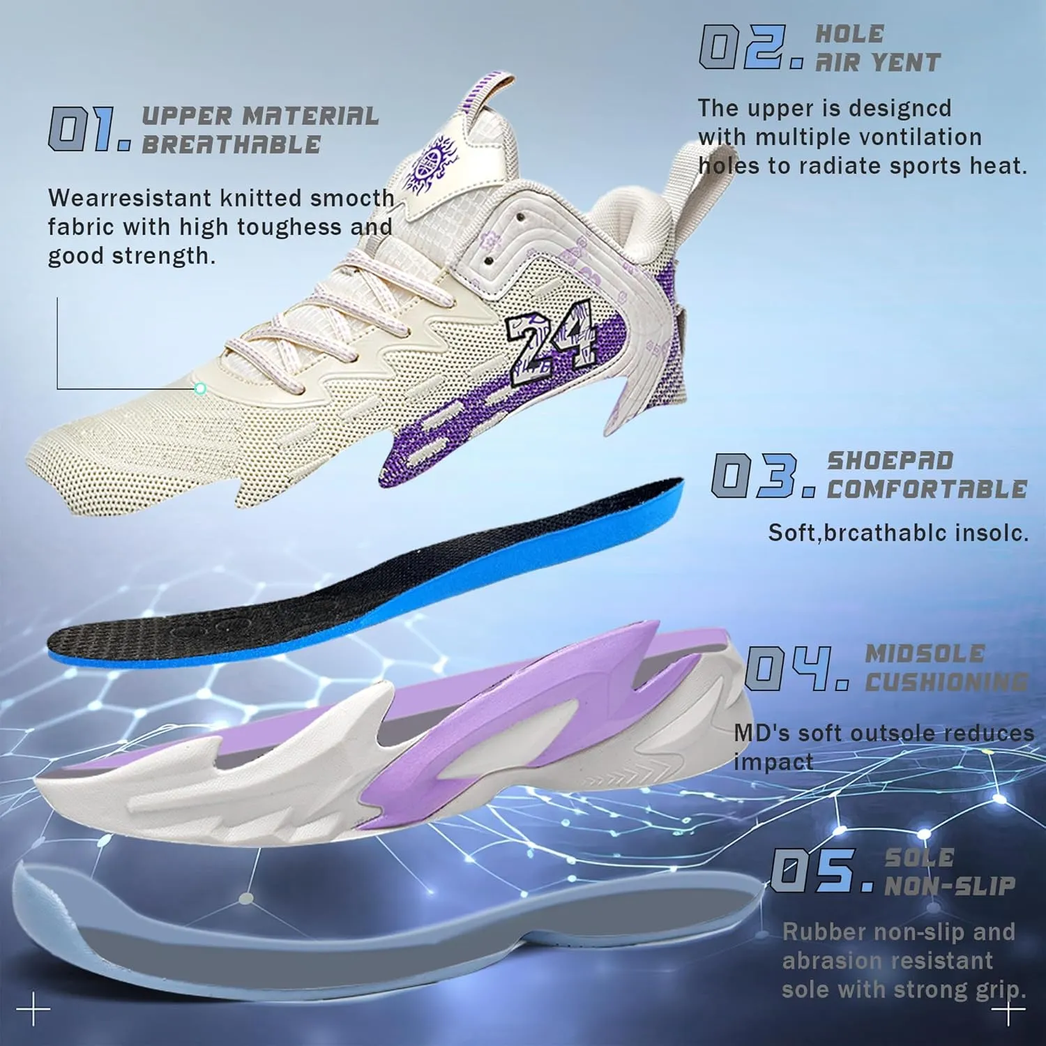 Men Basketball Shose Breathable Men Non Slip Outdoor Fashion Sneakers