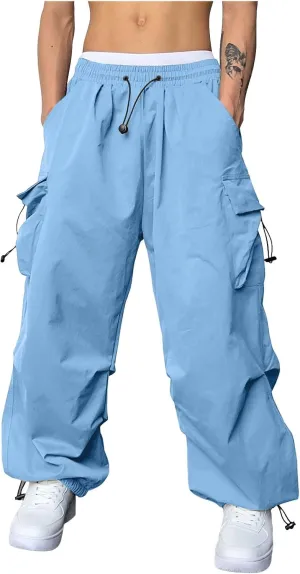 Men Cargo Combat Work Pant Yoga Jogger Summer Soft Sweat Pants Loose Open Hem Elastic Waist Lounge Pants