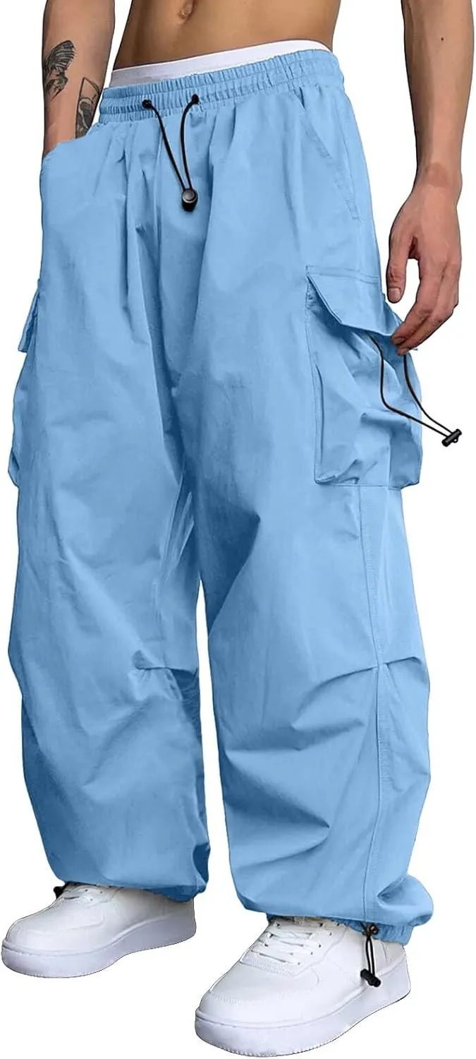 Men Cargo Combat Work Pant Yoga Jogger Summer Soft Sweat Pants Loose Open Hem Elastic Waist Lounge Pants