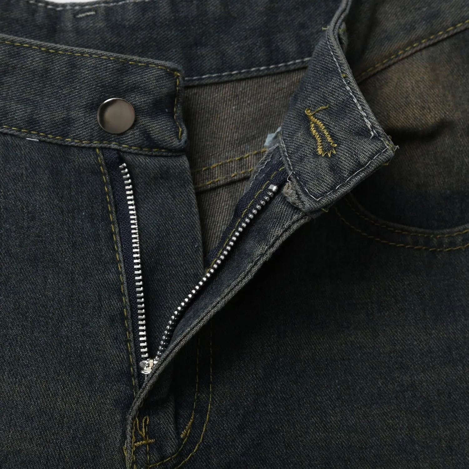 Men Loose Denim Shorts Baggy Casual Summer Wide Leg Mid Jean Jorts Hip Hop Shorts Streetwear with Pockets
