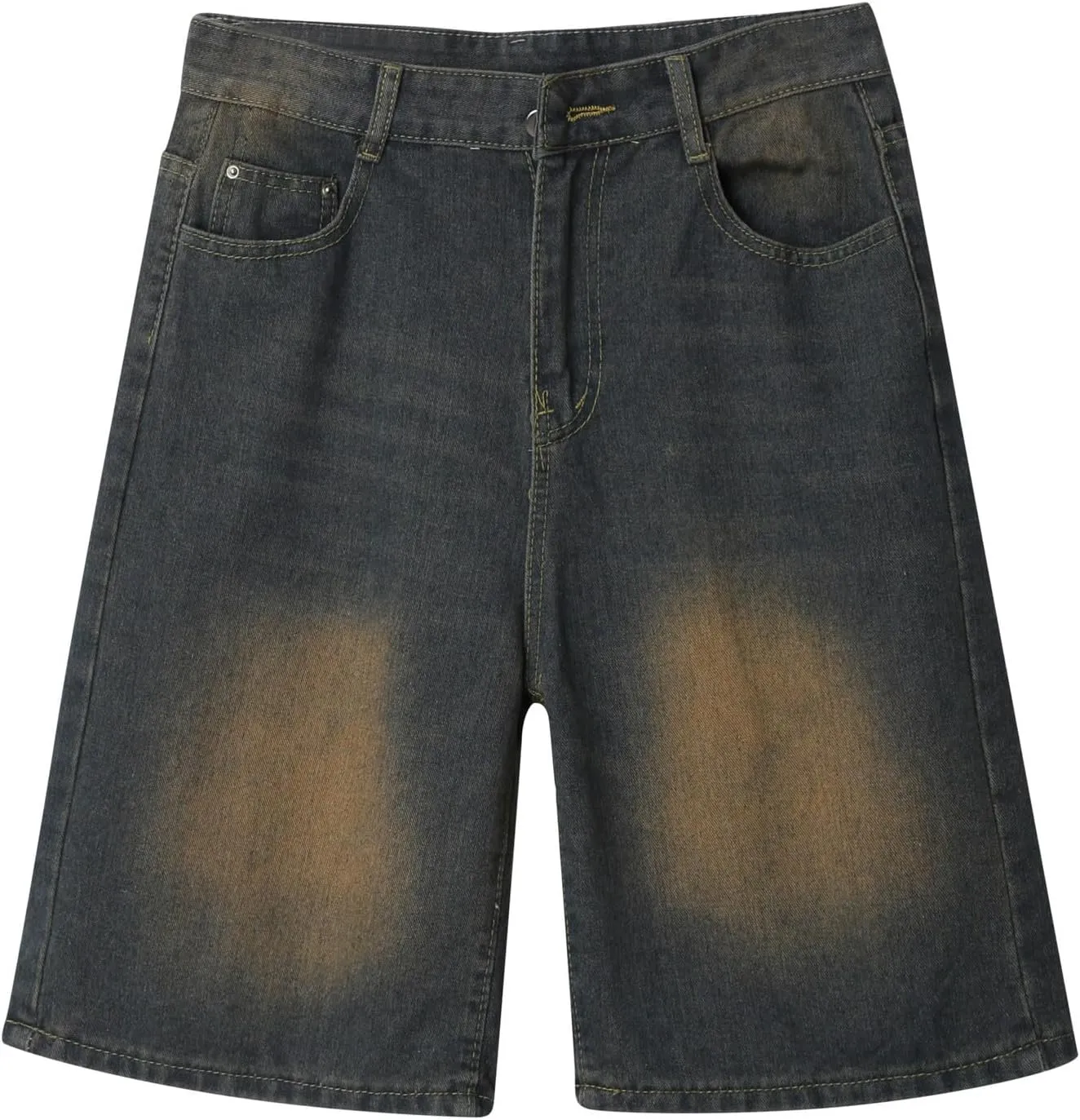 Men Loose Denim Shorts Baggy Casual Summer Wide Leg Mid Jean Jorts Hip Hop Shorts Streetwear with Pockets