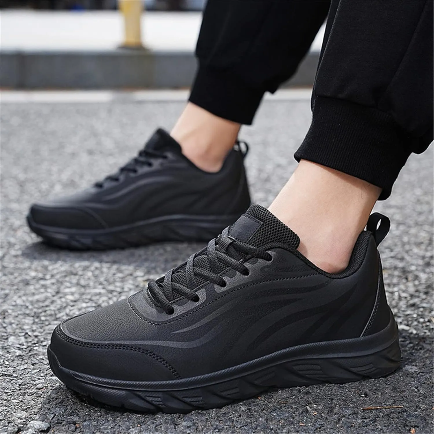 Men Walking Shoes Wide Hiking Shoes Waterproof Outdoor Work Shoes Trails Sneakers Casual Comfortable Trekking Shoes