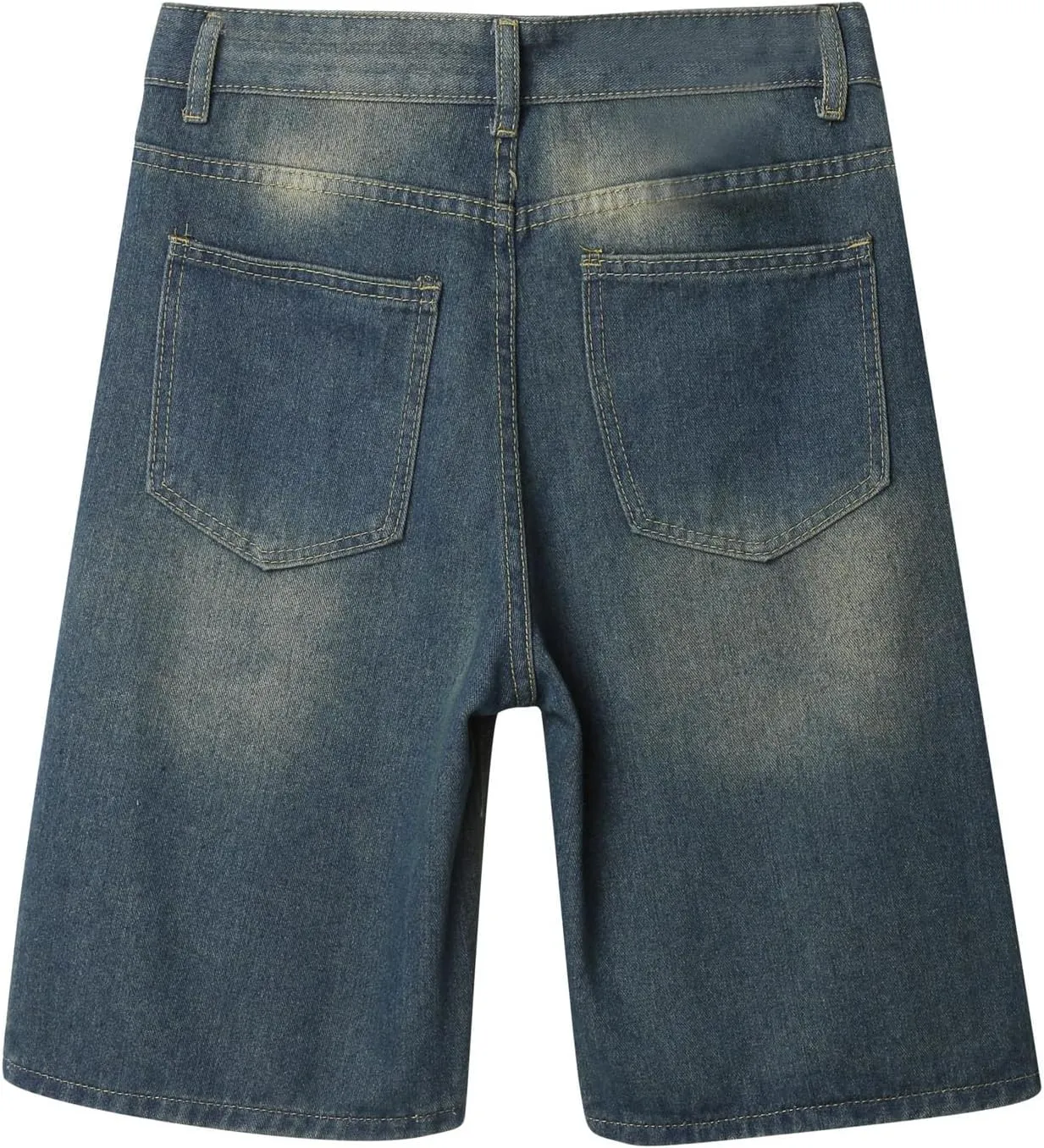 Men Y2K Vintage Baggy Jean Shorts Casual Hip Hop Long Loose Fit Denim Shorts Trendy Outfits