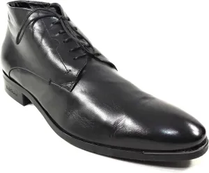 Men's Black Soft Leather Winter Bootie with Lamb Fur Lining, Size 44 EU