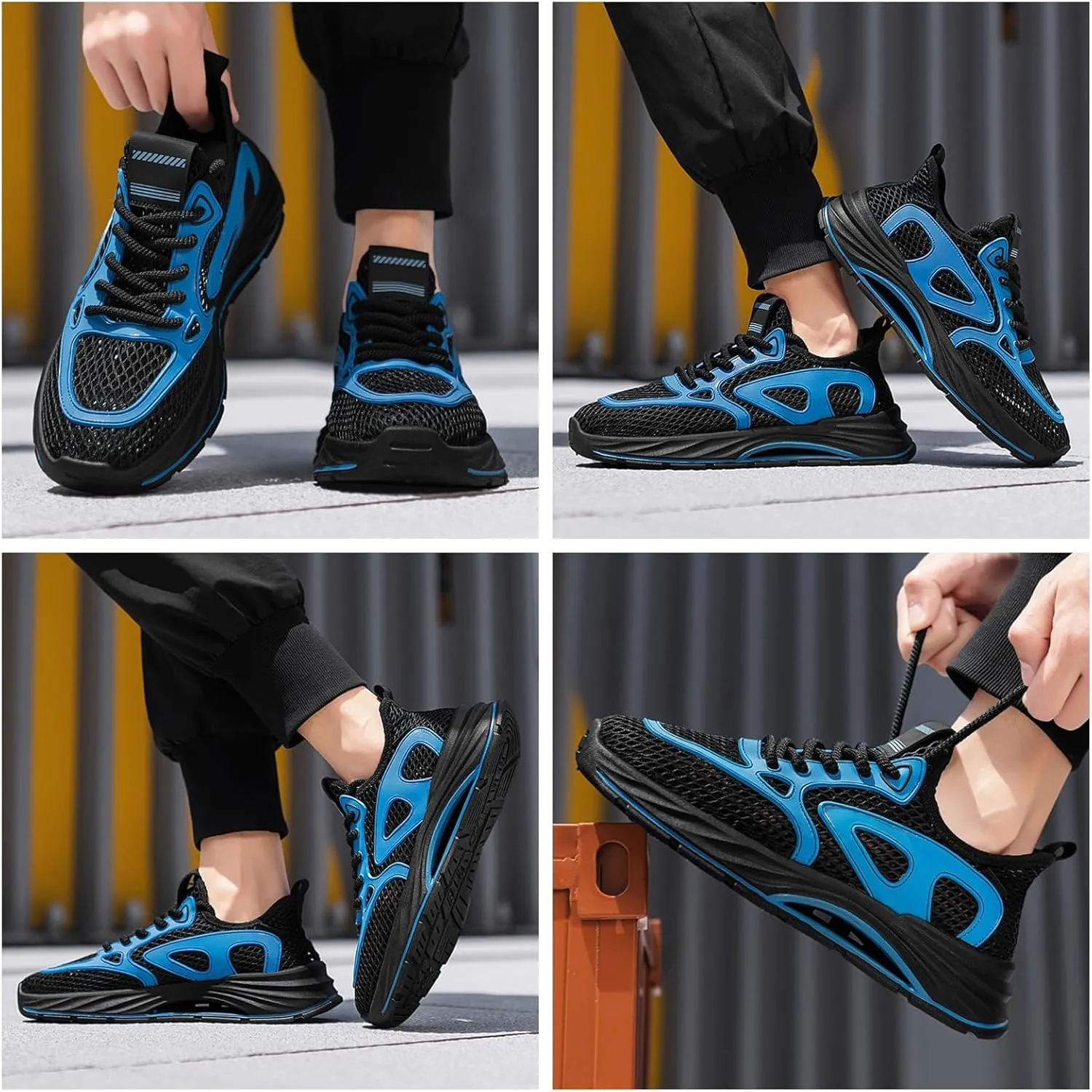Men's Breathable Mesh Hiking Shoes with Drainage Channels Water Outdoor Sneakers for Stream Trekking & Rocky Terrain Anti-Slip Traction Grooves & Wear-Resistant Outsole for Summer Trails