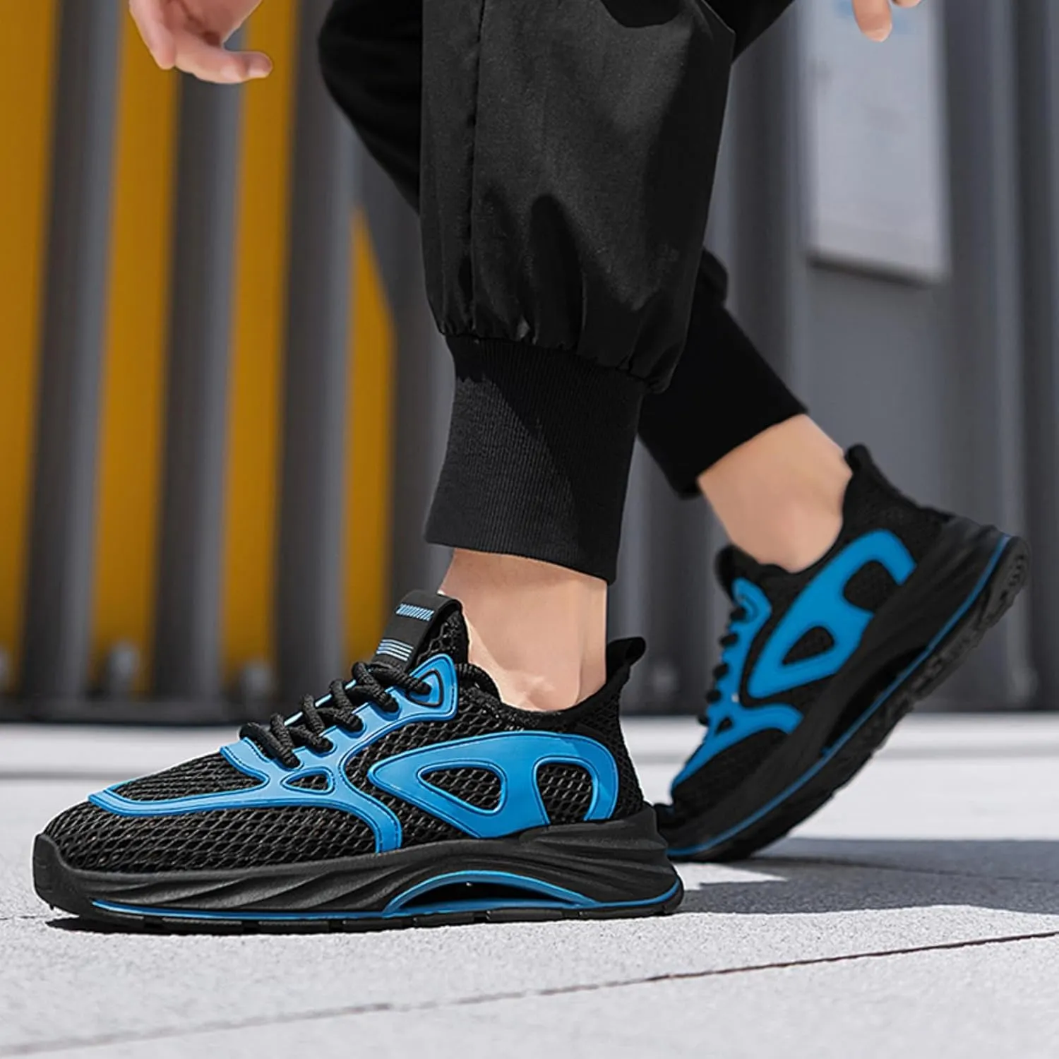 Men's Breathable Mesh Hiking Shoes with Drainage Channels Water Outdoor Sneakers for Stream Trekking & Rocky Terrain Anti-Slip Traction Grooves & Wear-Resistant Outsole for Summer Trails
