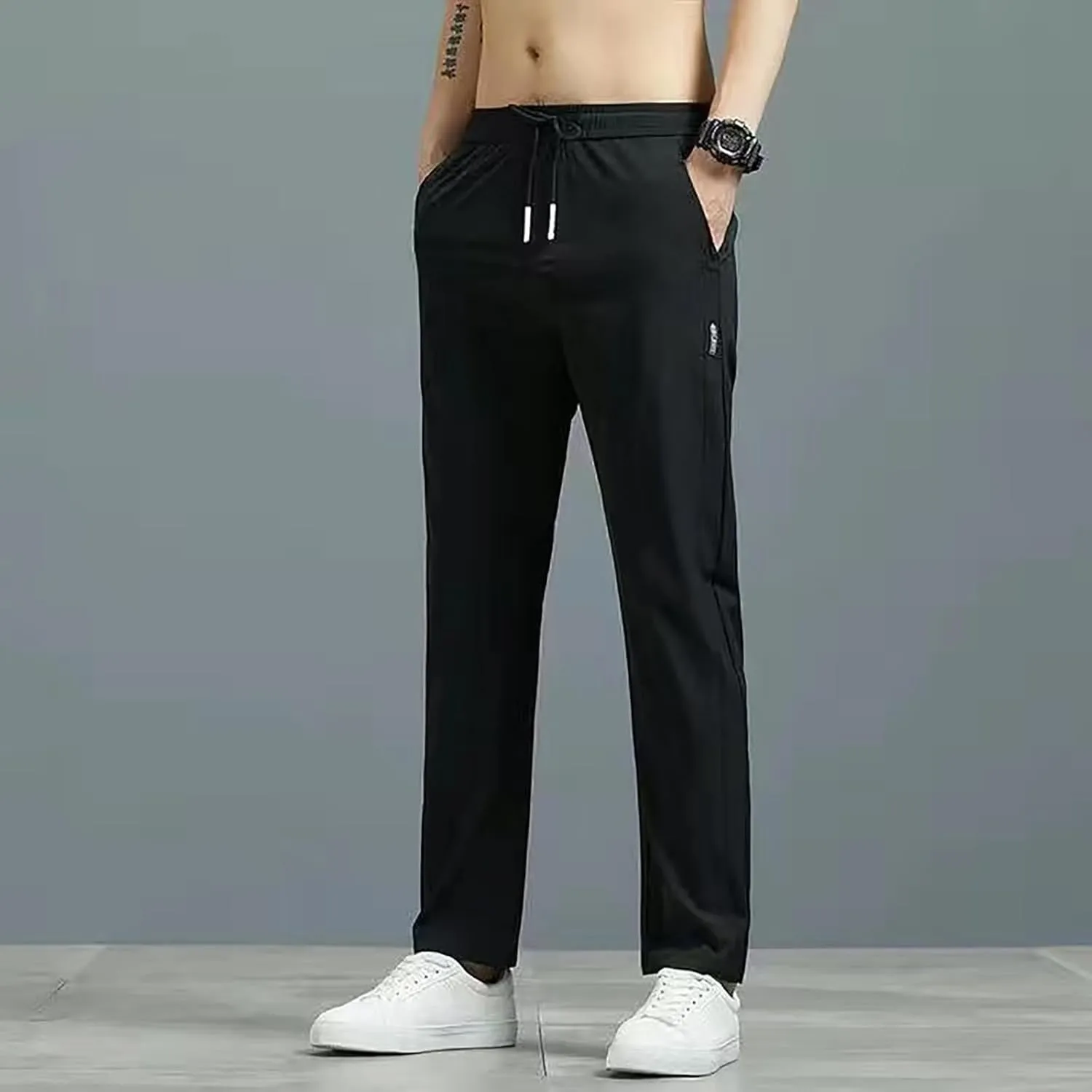 Men's Cargo Combat Pants Casual Linen Stretch Drawstring Pant Sweatpant Joggers Loose Fit Loungewear