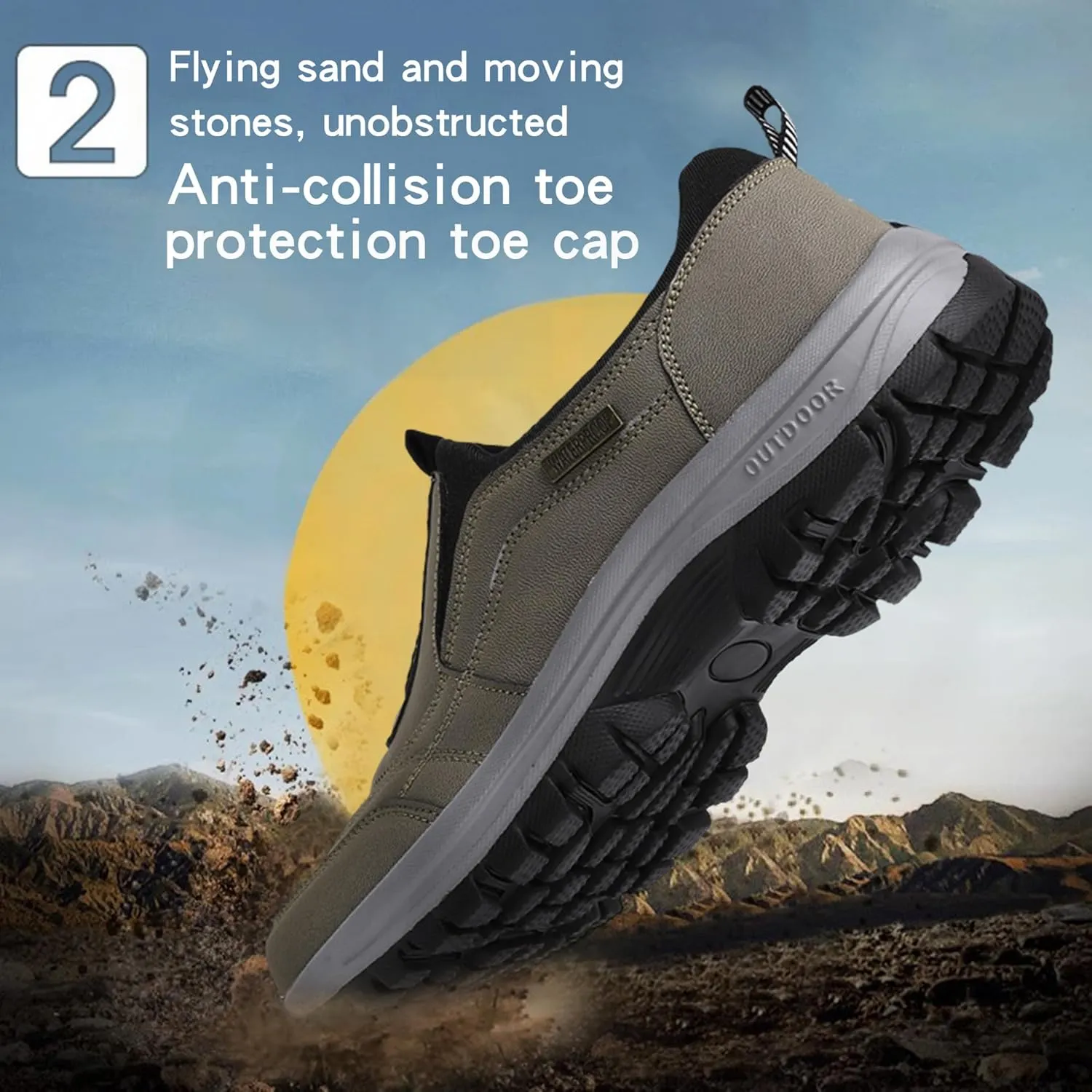 Men's Casual Fashion Waterproof Anti-Slip Lightweight Orthopedic Loafers,Low-top Safety Sneakers Comfortable Walking Boat Shoe，Extended Width Foot Breathable Sneakers