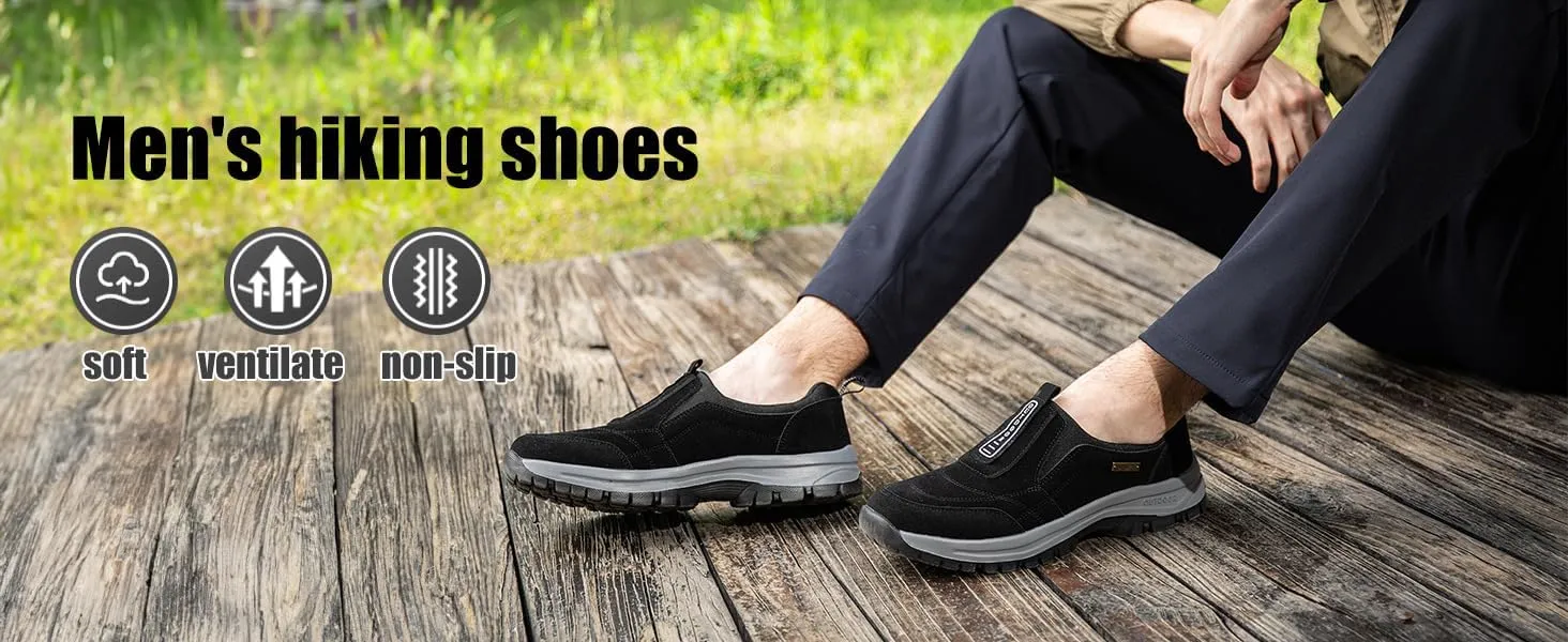 Men's Casual Fashion Waterproof Anti-Slip Lightweight Orthopedic Loafers,Low-top Safety Sneakers Comfortable Walking Boat Shoe，Extended Width Foot Breathable Sneakers