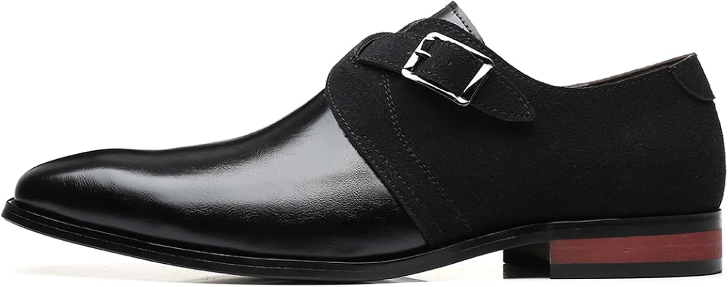 Men's Classic Double Monk Strap Formal Oxford Shoes Comfortable Genuine Leather Slip On Business Dress Shoes Modern Casual Loafers for Men